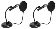 2) Rockville Microphones+Gooseneck Stands+Pop Filters 4 Recording,Studio,Podcast