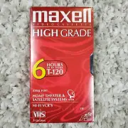 Maxell VHS Video Cassette High Grade 6 Hour T-120 Blank Tape New Sealed