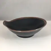 Japanese Ceramic Tempura Tonsui Dipping Sauce Nabe Bowl Black Brown Yuzu Tenmoku