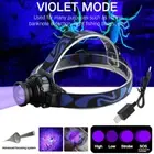 395nm 4Modes UV LED Headlamp Rechargeable Ultraviolet Blacklight Zoom Head Torch