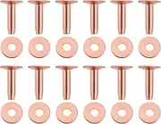 YINETTECH 50pcs Solid Copper Saddlers Rivets Leather Rivets 12 x 3.3mm Rivets for Leather Belts Handbags Backpacks Crafts with 9mm Washers