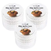 Ozoffer 300PCS Cases Muffin Paper Liners Baking Cupcake Cake White Solid Color