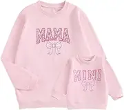 [ZAXARRA] Mommy and Me Matching Outfits Long Sleeve Crewneck Pullover Tops Mama Sweatshirt Mama and Mini Clothes