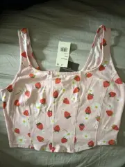 Grayson Threads, the Label Juniors' Cropped Strawberry-Print Top - Pink Size S