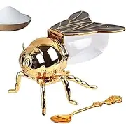 Qkbuza Bee Honey Jar | Bee Shaped Honey Pots for Seasoning,Syrup Dispenser, Crystal Condiment Jar, Kitchen Accessory for Breakfast Foods