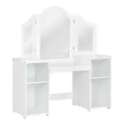 Costway Kids Vanity Dressing Table Writing Desk w/Mirror, White