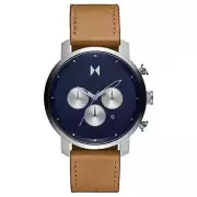 NEW✅ MVMT Chrono Manta Blue Date Dial Brown Leather Men's Watch 28000288 $195