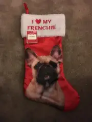 I LOVE MY FRENCHIE CHRISTMAS STOCKING WITH FRENCH BULLDOG ON FRONT. FULL SIZE