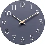 Wall Clock 10 Inch Grey Silent Non Ticking Wall Clocks Battery Operated - Simple Minimalist Wooden Clock Decorative for Kitchen,Home,Bedroom,Living Room, Office