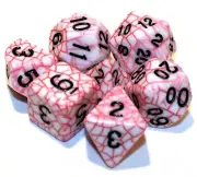 New 7 Piece Spider Web Polyhedral Dice Set - Red w/ Red Bag