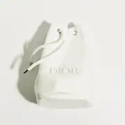 Christian Dior Off White Twill Drawstring Pouch Makeup Small Bucket Bag