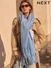 Blue Heavyweight Blanket Scarf Containing Wool (E75942) | $18