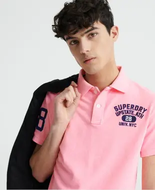跩狗嚴選 極度乾燥 Superdry Polo 男款 亮粉紅 螢光 Polo衫 短袖 素T 印度製 有機純棉 粉紅P33