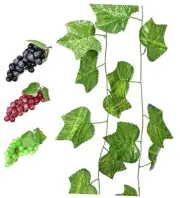 Fake Grapes 3 Bunches of Simulation Fruit with Artificial Grape Vines