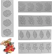 Cake Fondant Mold,Tuille Moulds Silicone,5 PCS Candy Moulds,Leaf Silicone Mold Chocolate Mold,Bpa-Free Lace Silicone Tuile Mold for Baking Resin Soap Candy Craft Cake Decorating Homemade Birthday