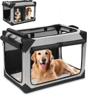 36 Inch Collapsible Dog Crate, Portable Travel Kennel for Large Dog, 4-Door Soft