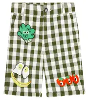 [Stella McCartney Kids] Stella McCartney Kids Appliqué checked cotton shorts Y 4 multicoloured