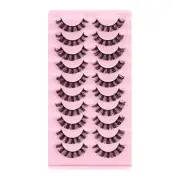 10Pair Russian Strip Lashes D Curly Natural Lashes Wispy False Eyelashes