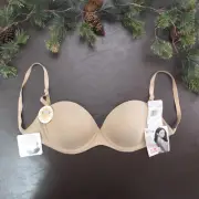 Maidenform Bra Size 38D Brown Padded Underwire Backless Adjustable Back New