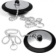 TRIXES Sink Plug - Chrome & Rubber - Bath Plug -Drain Cover - Pack of 2 - Bathroom Accessory for Baths - Sinks - 1.5 Inches - Long Metal Ball Chain - Great Universal Replacement