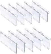 CuiCanfla 100Pcs Clear Plastic Label Holders, Price Label Holder, Price Tag Holder, for Wire Shelf Retail Price Label Holders Merchandise Sign Display Holder