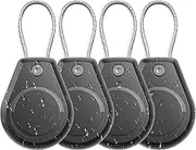 AirTag Secure Holder w/Wire Cable, 4-Pack Waterproof Airtag Keychain Case, Anti Lost Key Ring Compatible with Air Tag Tracker, Airtag Protective Case for Luggage, Key, Backpack