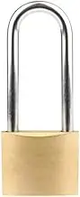 Brass Keyed Padlock 60mm Brass Padlock Universal Brass Lock with Long or Short Shackle, 3 Keys Indoor Security Locks for School and Gym Locker, Sheds, Fence, Backpack, Storage Cabinets - Large