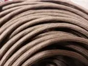 flexible brown fabric cotton inner & outer electric light cord 3 core per metre