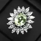 Luminous Green Peridot Oval 3.30Ct 925 Sterling Silver White Gold Plated Rings