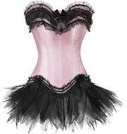 [FAWENLI] Fashion Women'S Corset 2Pcs Sexy Pink Gothic Corsets Dress Women Corsets Shapers Body Intimates Corsets And Bu