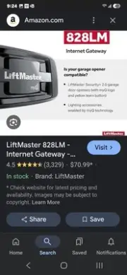Liftmaster 828LM Internet Gateway Smartphone Control MyQ Technology Operators