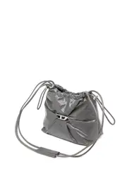 [Diesel] Diesel - Scrunch-D-Bucket bag in shiny wrinkled leather - Crossbody Bags - Woman - Grey UNI Grey