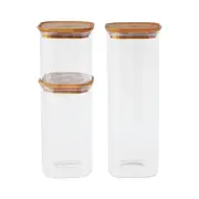 Pebbly Storage Container Set with Bamboo Lids Set of 3