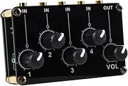Totority 4-input Stereo Line Audio Mixer Mini Size Passive Circuit Design Sound Portable Practical for Anywhere