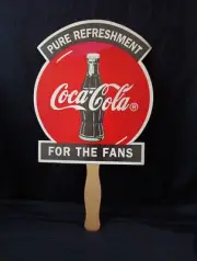 70's Coca Cola Pure Refreshment For The Fans Coke Bottle Wood Hand Fan