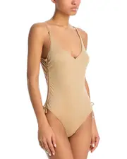 Aqua Drawstring One Piece Swimsuit - Exclusive