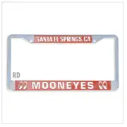 Mooneyes Moon Chrome License Plate Frame Santa Fe Springs Red MG023SFRD