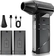 Luftduster Electric Dust Blower with 2 Modular Replacement Batteries, 220 g + Airflow, Compressed Air Spray with 2 Magnetic Nozzles, 8000 mAh Battery, 3-Speed, LED Mini Fan for PC, Keyboard, Car