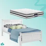 Double Package | Airlie Bed White & Normay Series Pillow Top Mattress (Medium Firm)