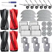 Accessories Replacement Parts Compatible with Roborock Saros 10 Robot Vacuum Cleaner Kit 2 Dual Main Brush 4 HEPA Filter 6 Side Brush 6 Mop Cloth 6 Round mop 6 Dust Bag