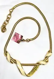 Vintage Gold Monet Enamel Necklace NWT