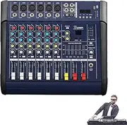 4 6 8 Channel Professional Audio Mixer, Digital DJ Mixing Console, Bluetooth Connection, Five Band Equaliser, 16 Reverb Effects, Supports USB Playback, Sound Board Mixing Console for DJ(6 Channel)