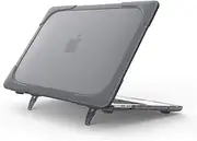 ProCase MacBook Air 13 Inch Case 2020 2019 2018 Release M1 A2337 A2179 A1932, Heavy Duty Slim Hard Shell Protective Cover with Fold Kickstand for MacBook Air 13 Retina with Touch ID -Grey