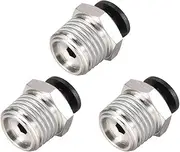 uxcell Straight Pneumatic Push to Quick Connect Fittings 1/4NPT Male X 4mm Tube OD Silver Tone 3pcs