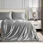 60"x80" Duvet Cover for Weighted Blanket, Light Grey Satin Weighted Blanket C...