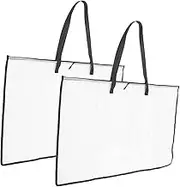 2Pcs Art Portfolio Bag Transparent Artwork Organizer Durable Storage Container Handheld Design for Easy Transport for Painting Tools and Supplies