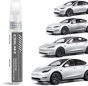 COSLAKE Car Touch Up Paint(Pearl White Multi-Coat(PPSW)) for Tesla Model Y/3/S/X, 2 in 1 DIY Car Paint Scratch Repair Kit with Pen Tip & Brush, Scratch Remover Pen with Color-Matched for Tesla