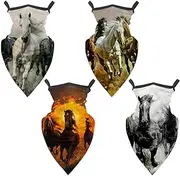 [Diusye] 4 Pcs Neck Gaiter Face Cover Bandana Scarf, Galloping Horses