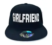 “Girlfriend” Flat Bill Snap Back Ball Cap Black Hat White Lettering Adjustable