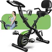 Caromix Folding Exercise Bike, 4 in 1 Stationary Bike 16-Level Magnetic Resistance Cycling Bicycle Upright Indoor Cycling Bike for Home Workout 330LB Capacity